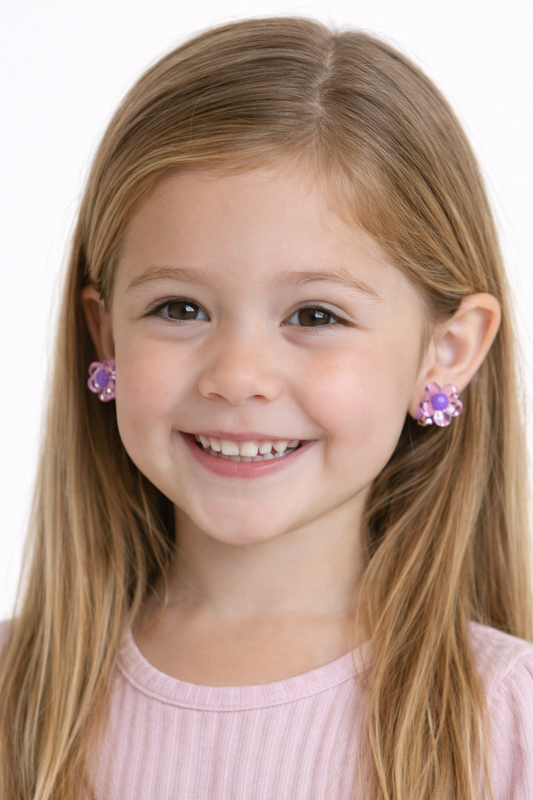 Purple Daisy Clip Earrings