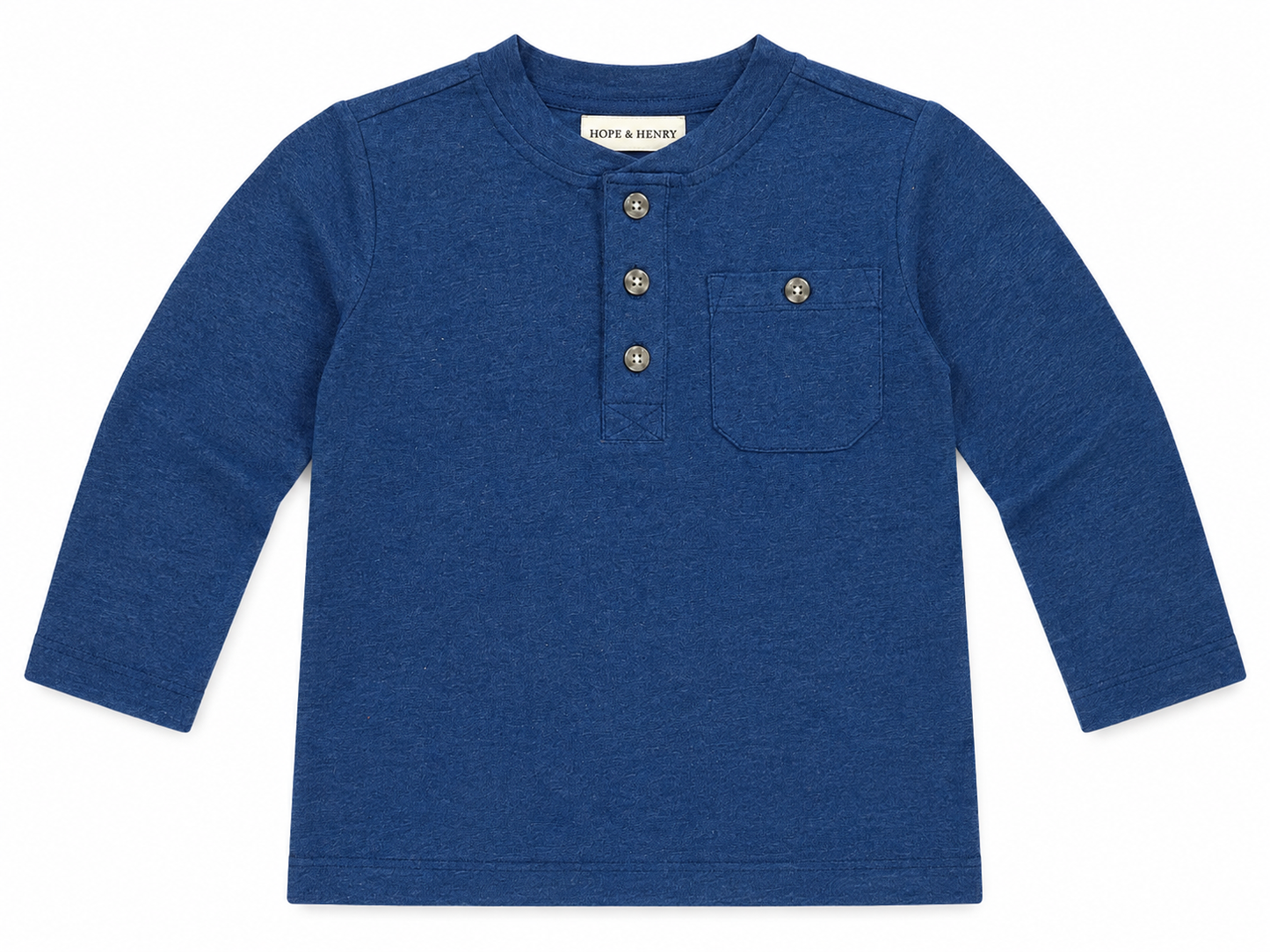 Navy Heather Organic Henley Tee