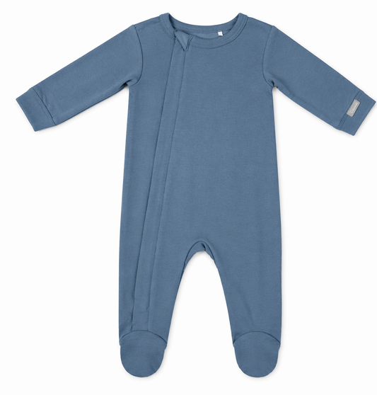 Steel Blue Zipper Footie