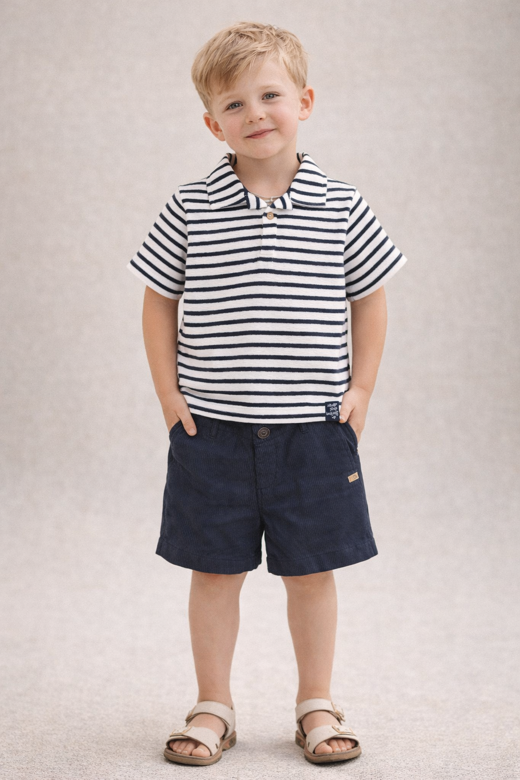 Vanilla Navy Striped Boy Polo