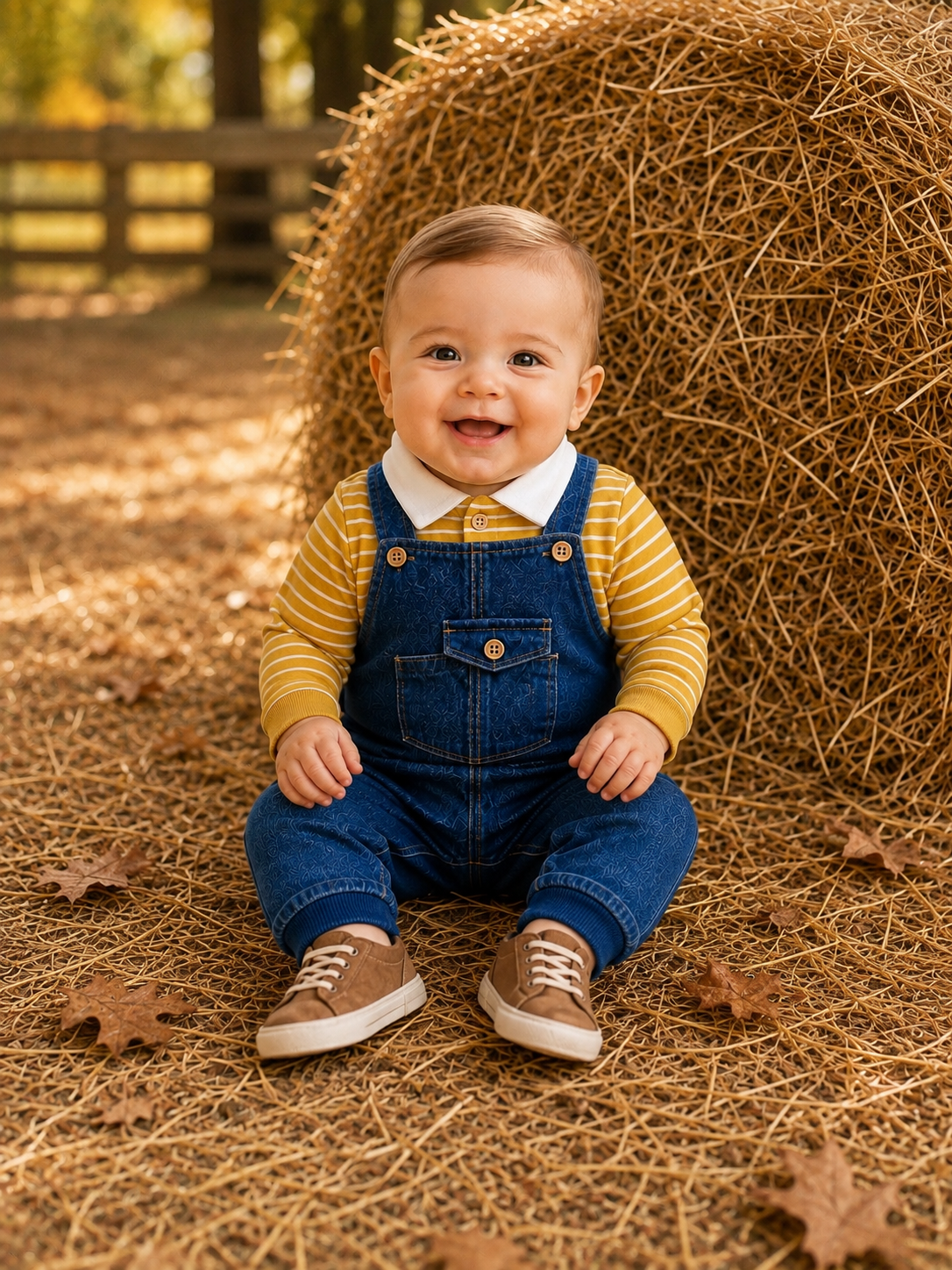 Demin Jersey Overall with Polo Top