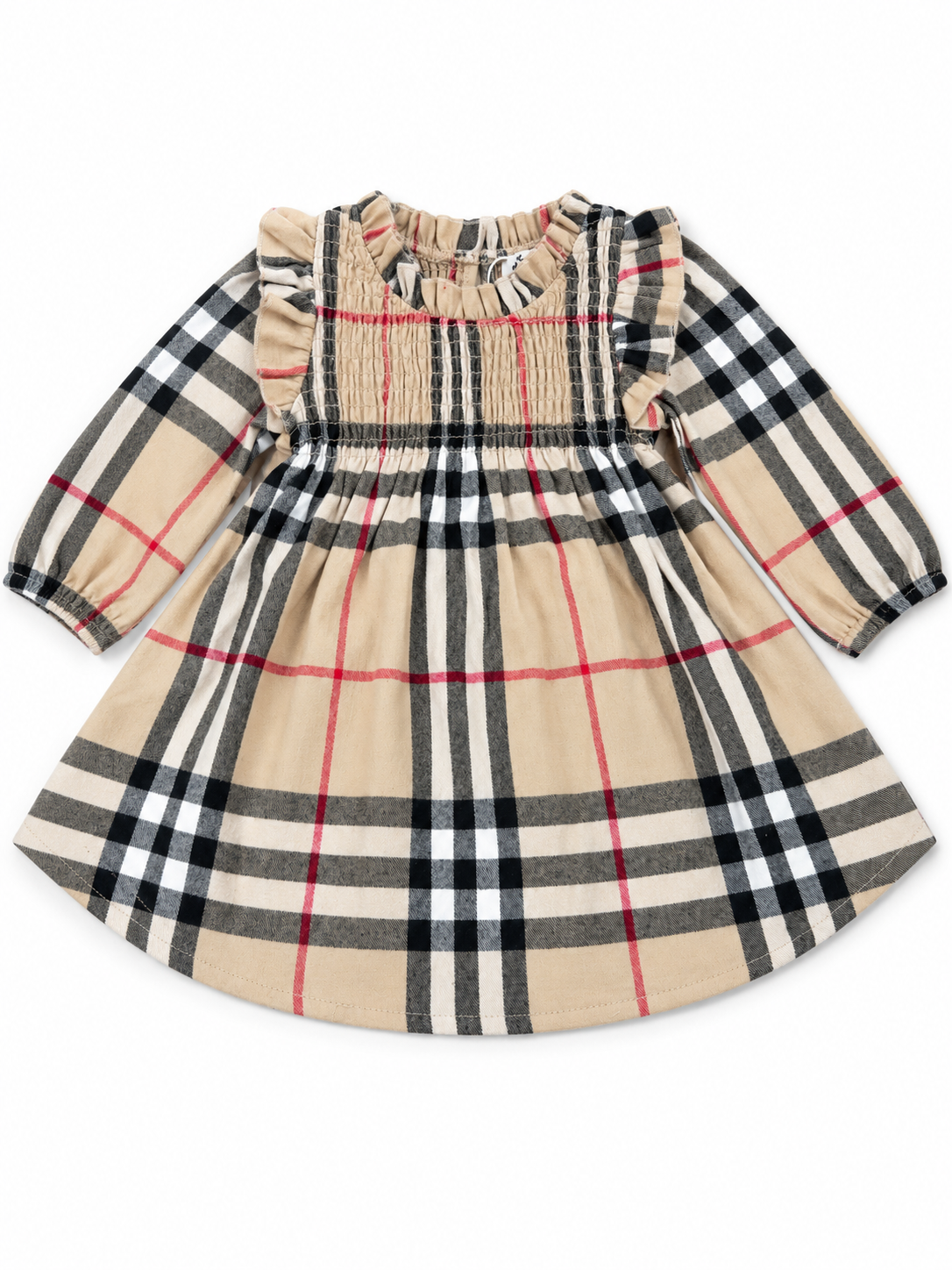 Mini Tartan Ruffle Shoulder Dress