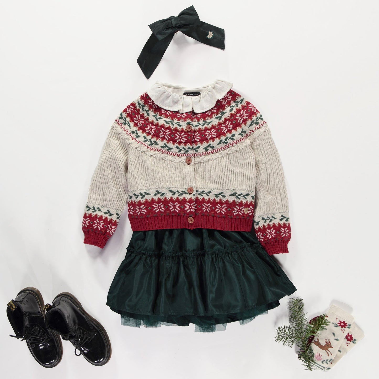 Cream Red Knit Holiday Sweater