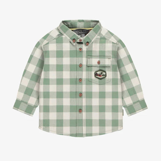 Green Cream Plaid Boy Shirt