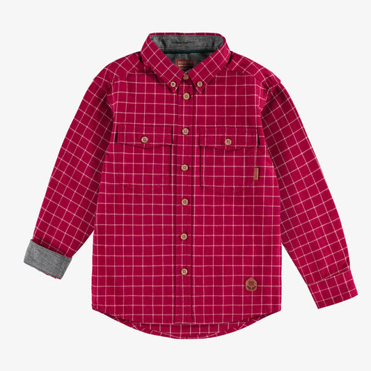 Red Brushed Flannel Plaid Shirt