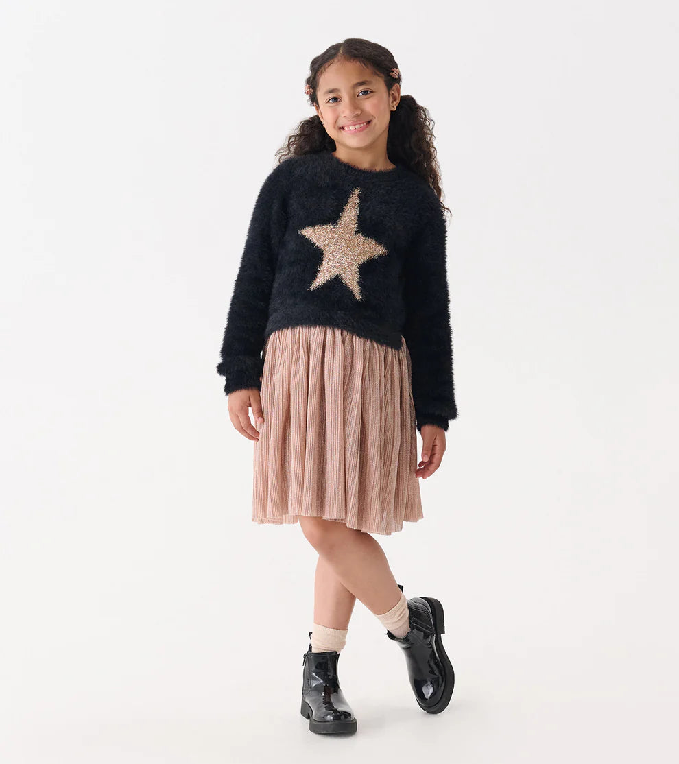 Gold Star Mix Media Dress