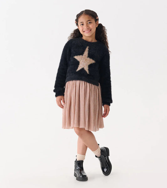 Gold Star Mix Media Dress