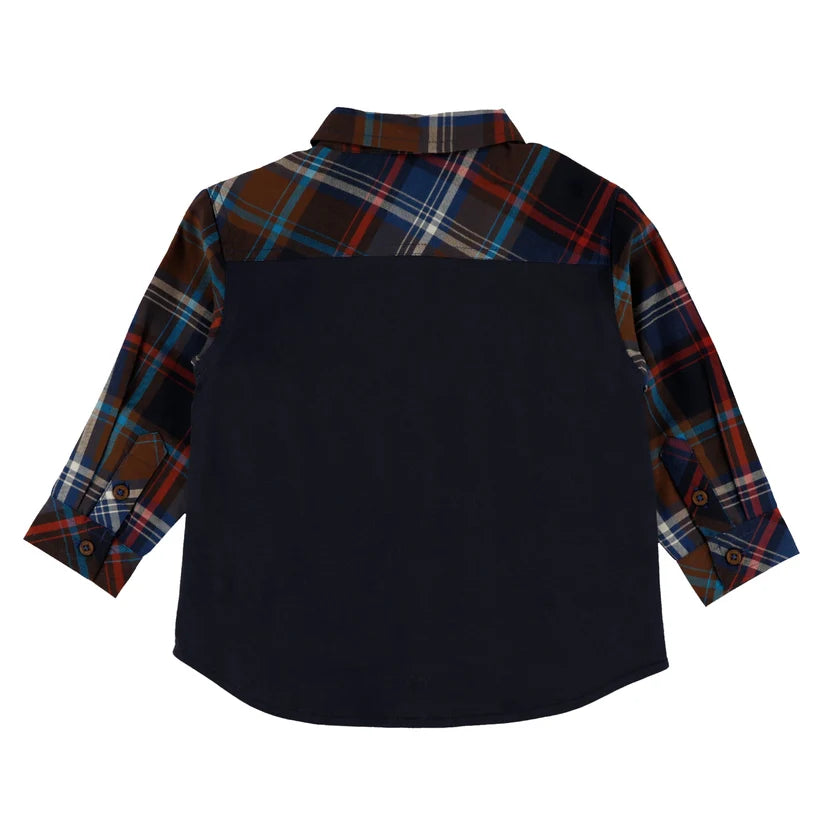 Baby Boy Brown Blue Plaid Shirt