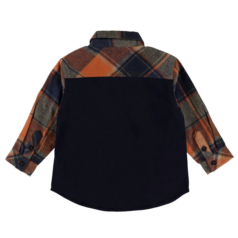 Baby Boy Rust Blue Plaid Shirt