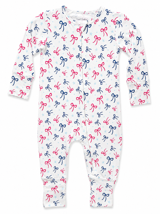 God Bless Bows Convertible Romper Footie