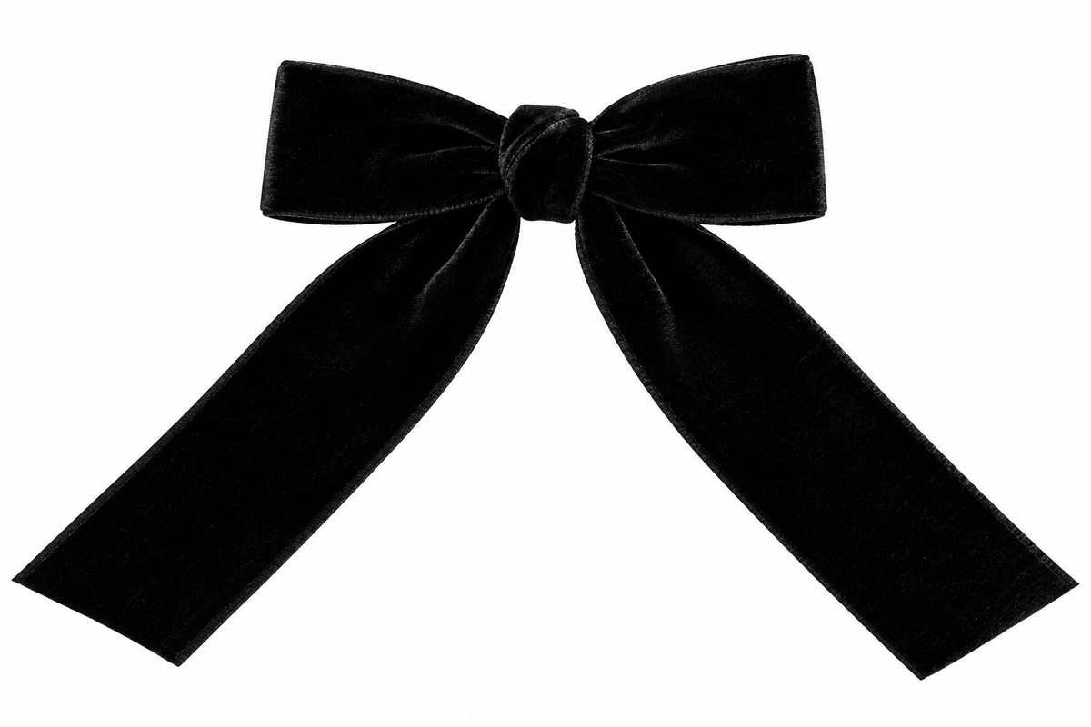 Tiny Black Velvet Streamer Bow