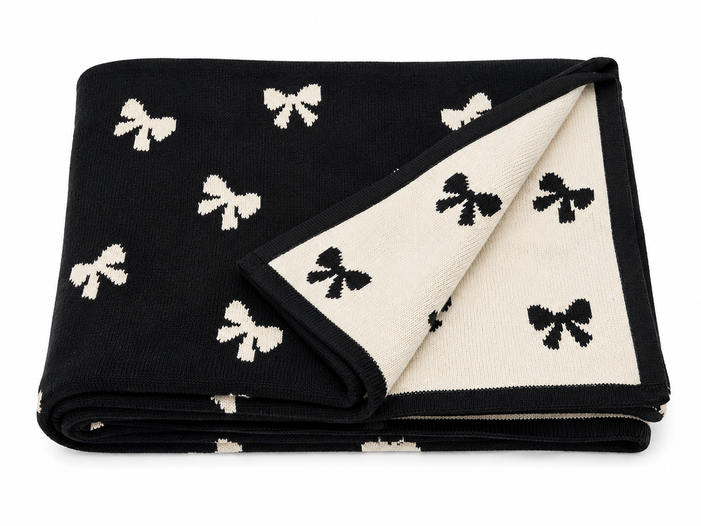 Plush Blanket with Black Bows