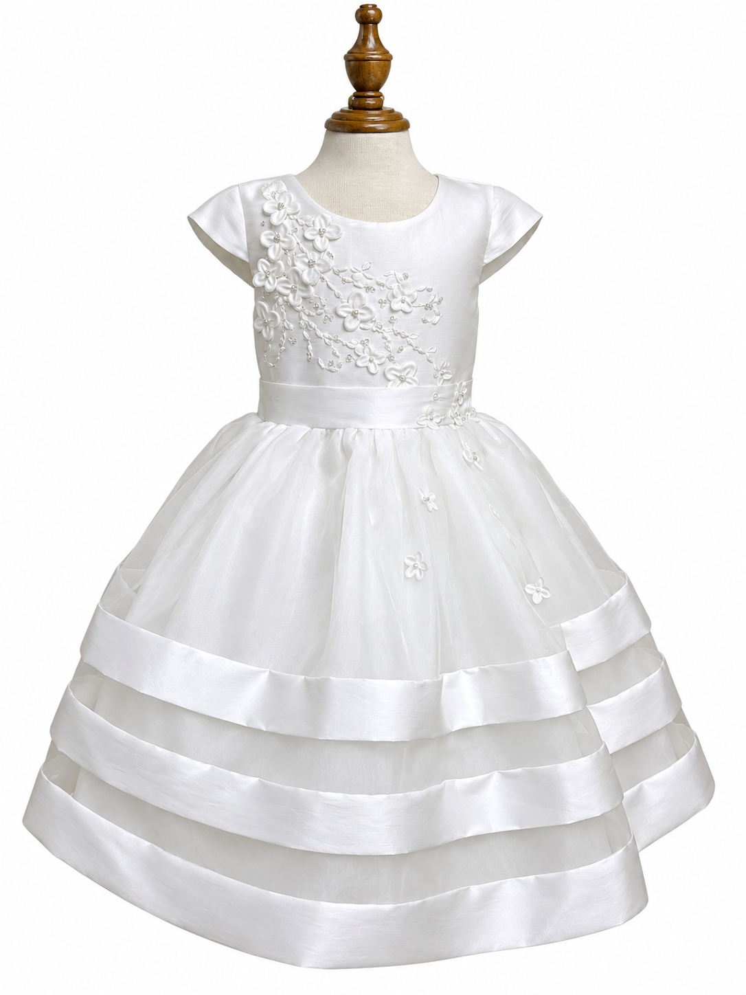 Taffeta Capped Sleeve 3D Petal Dress