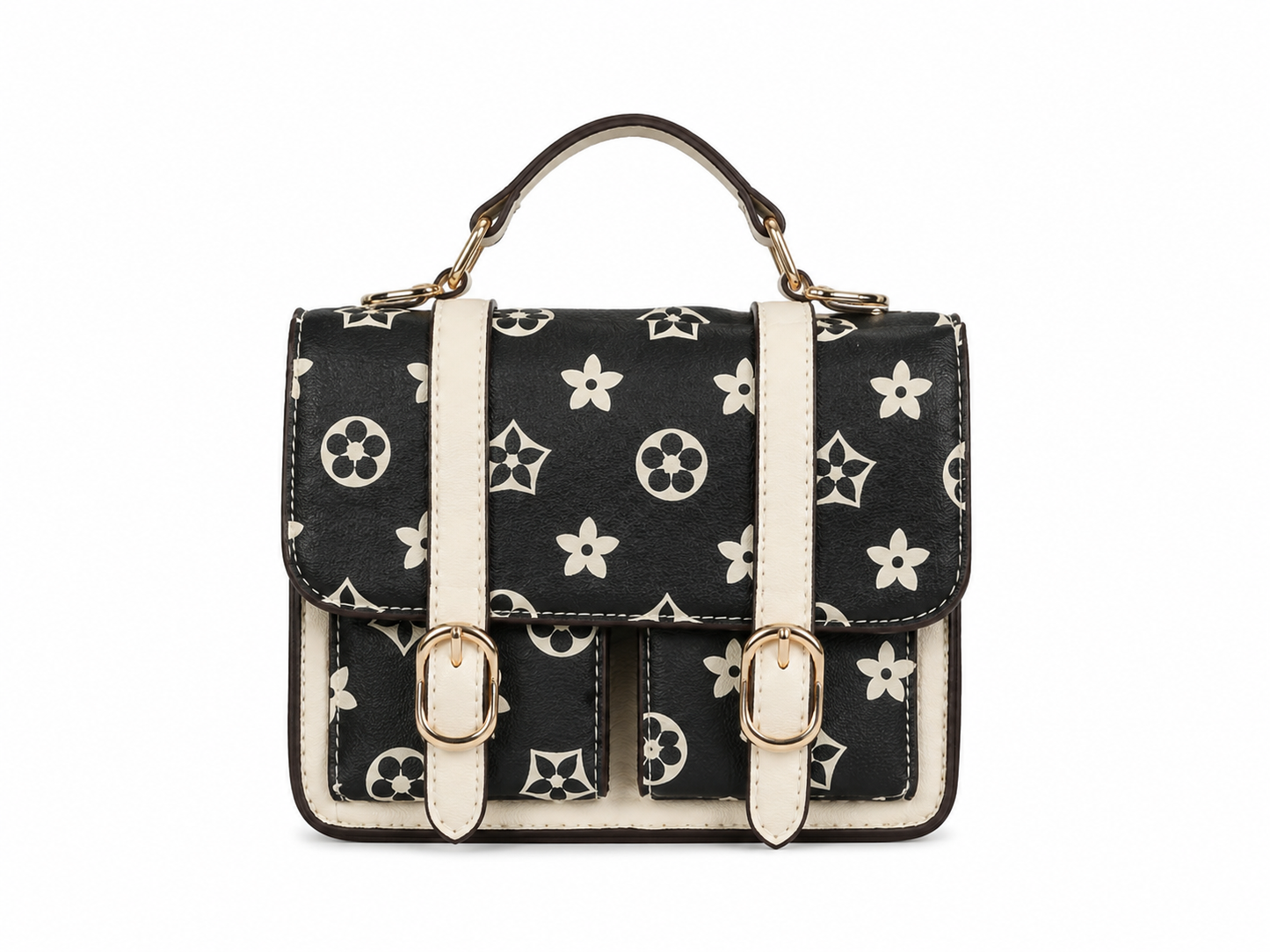 Grey Cream Satchel Purse