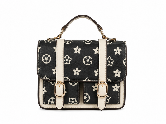 Grey Cream Satchel Purse