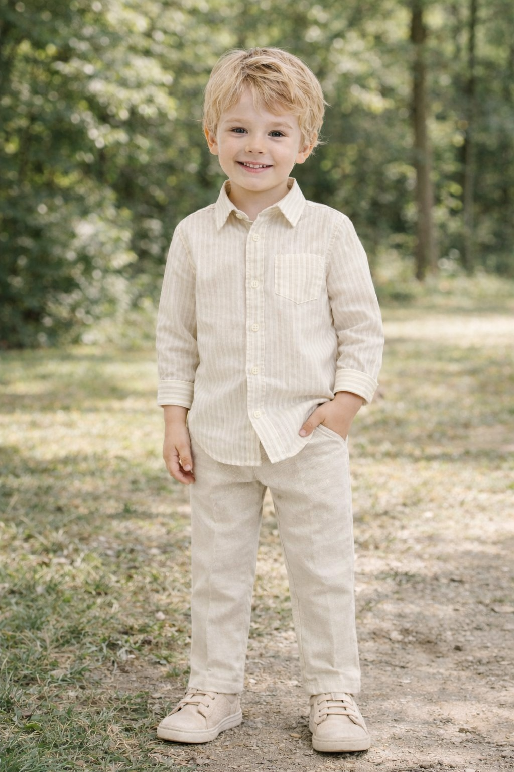 Sand White Stripe Linen Shirt