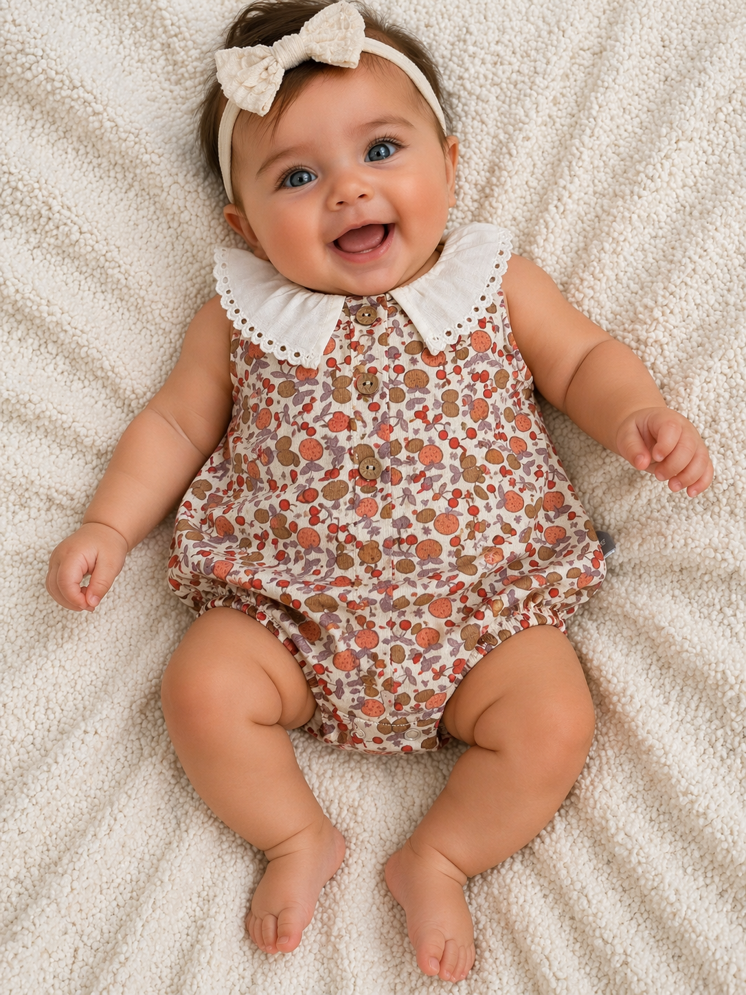 Oranges and Cherry Print Cotton Romper