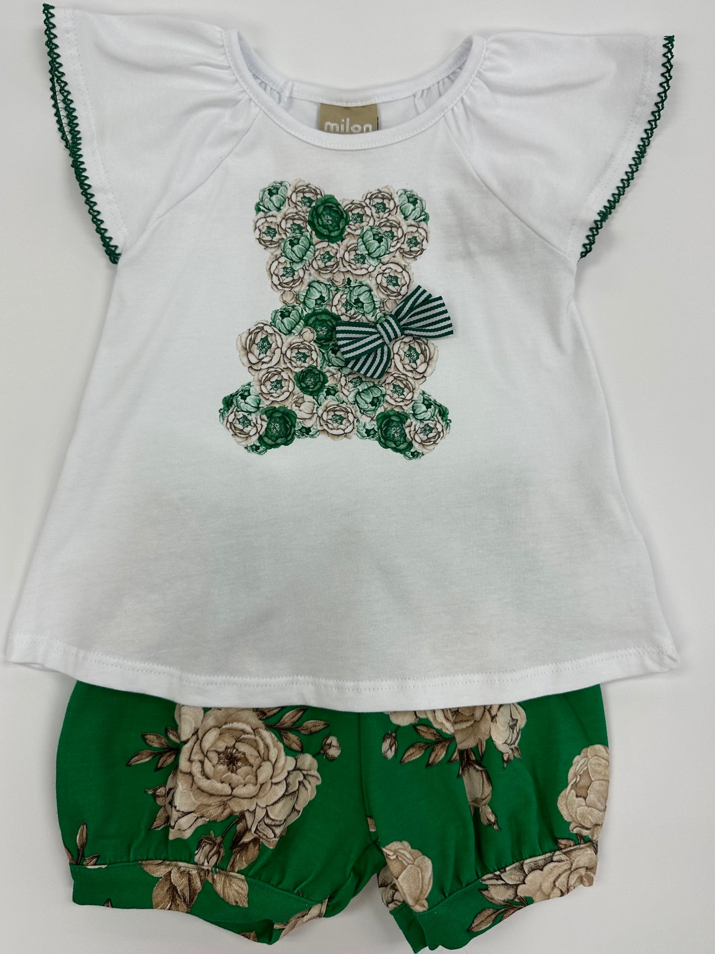 Kelly Green Bear Floral 2pc Set