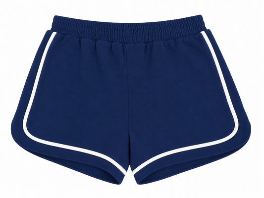 Navy Sweat Short with White Stripe