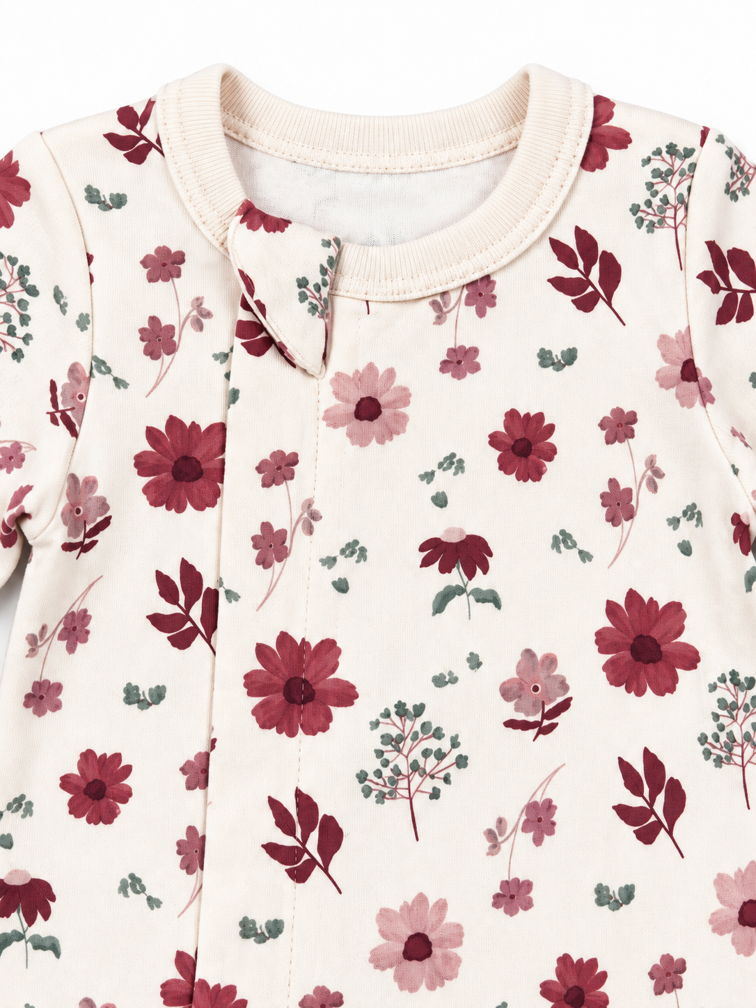 Rosewater Floral Zipper Footie