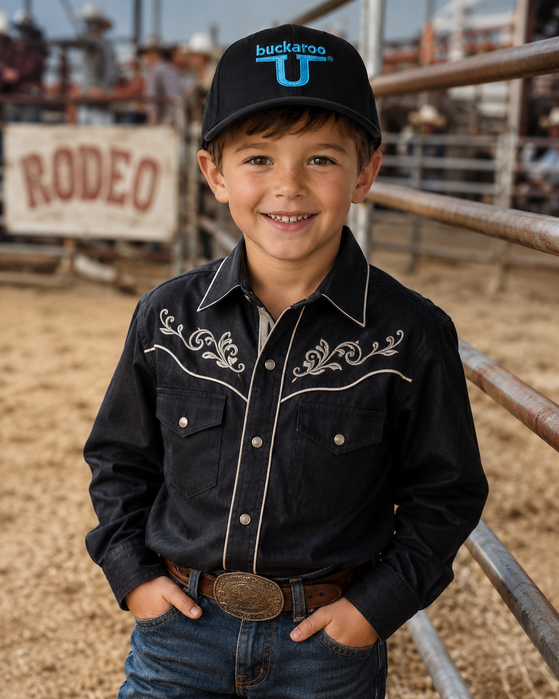 Black Hat with Buckaroo in Slate Blue