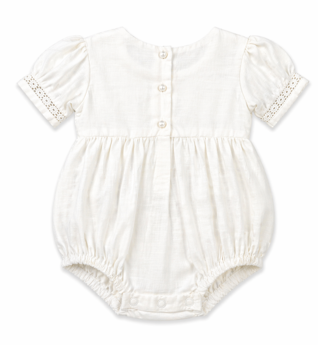 White Linen  Bubble W/Lace