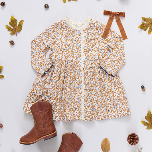 Autumn Gold Climbing Floral Dress