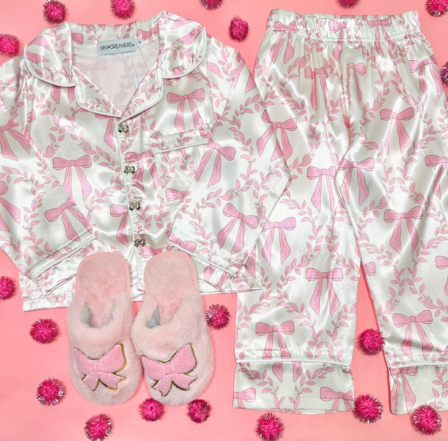 Mini Dreamers Bow Silky Set