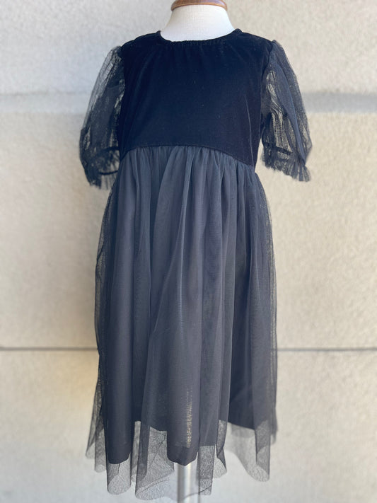 Black Velour Tulle Dress