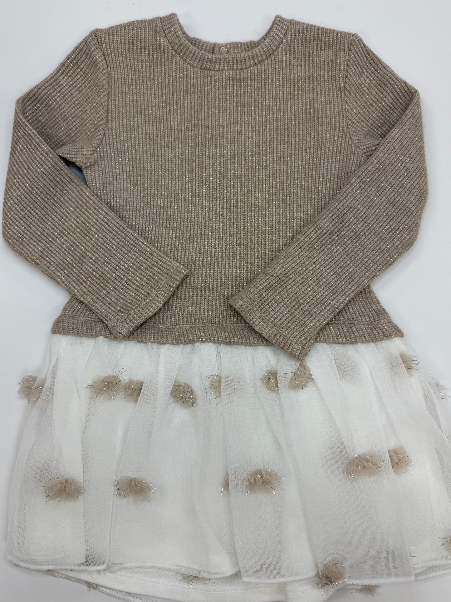 Waffle Knit Tulle Dots Dress