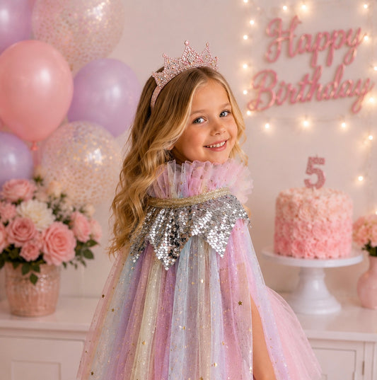 Pastel Foil Tulle Cape