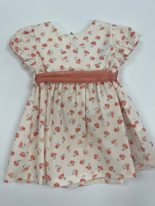 Coral Floral Muslin Dress