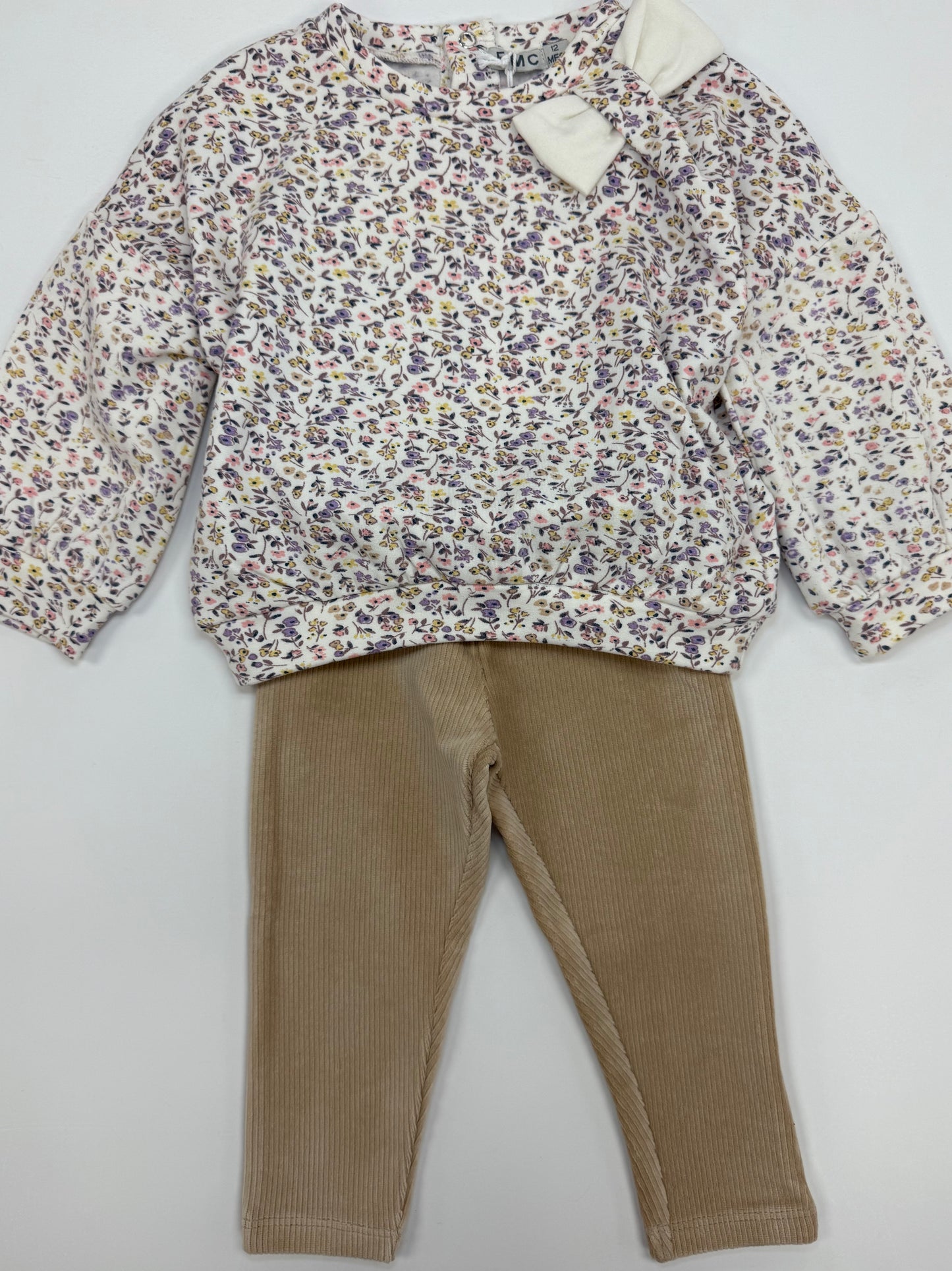 Floral Sweatshirt Corduroy Pants Set