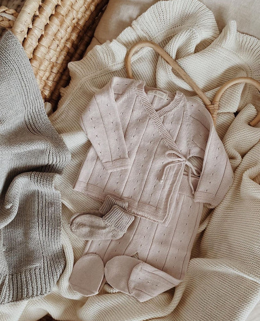Knit Kimono Set Cream