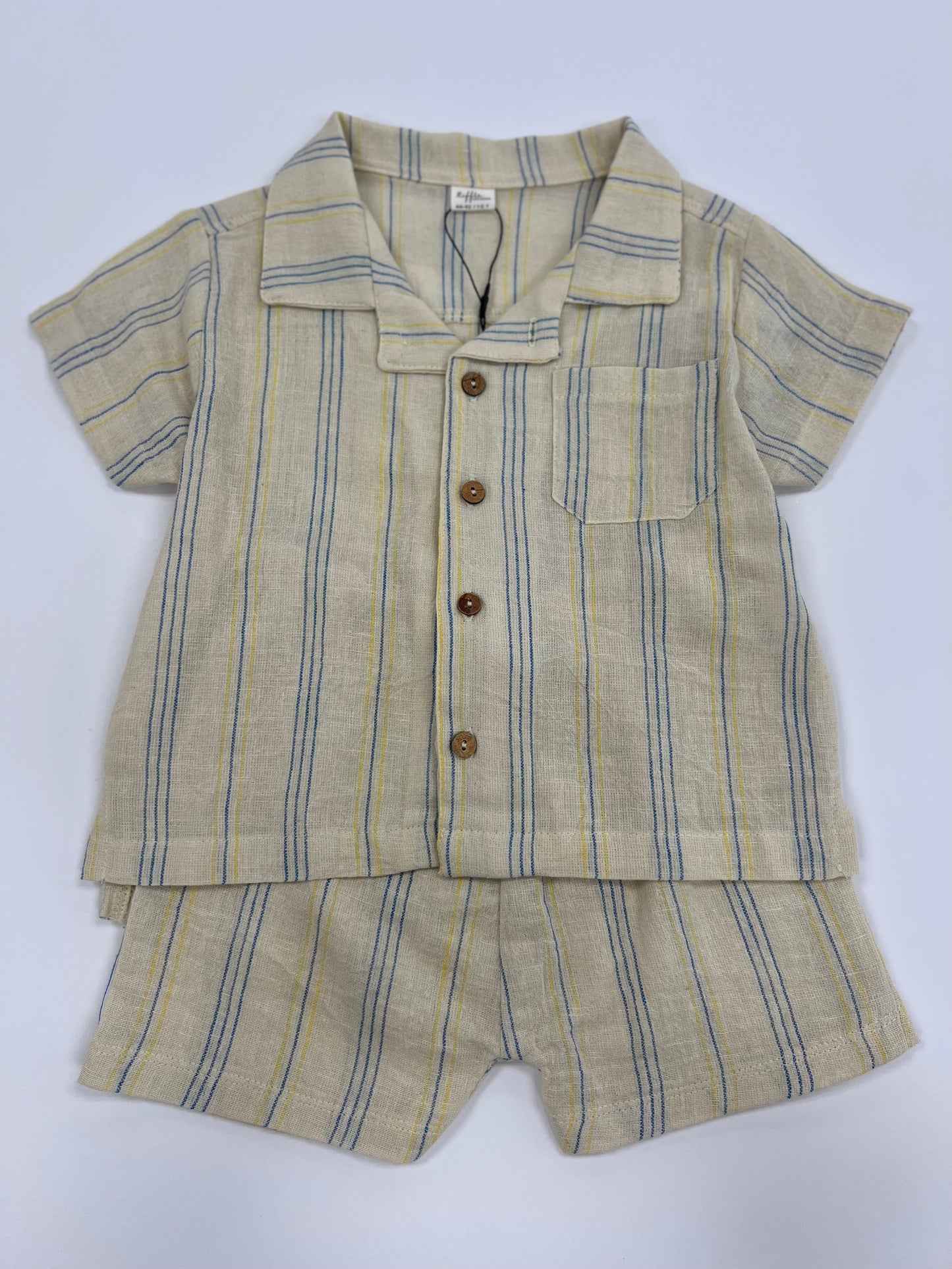 Linen Blue Stripe Shirt /Short