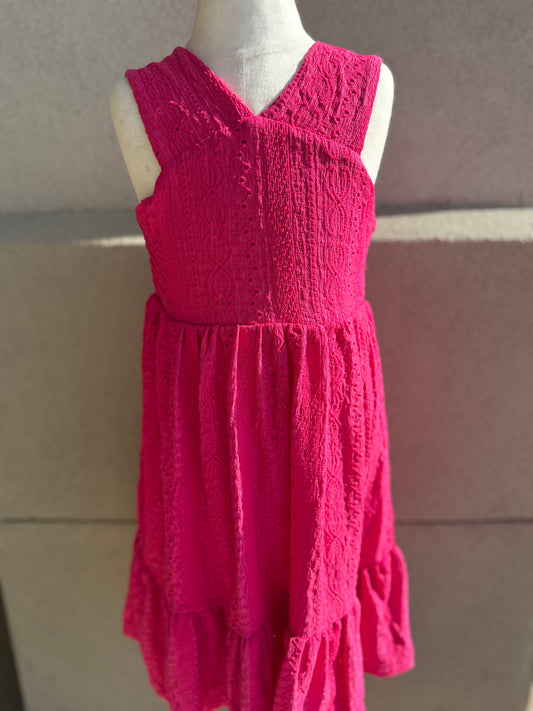 3962 Hot Pink Lace Dress