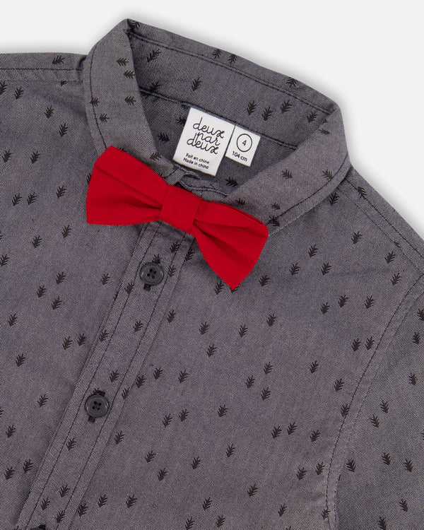 Printed Pine Shirt W/Bow Tie