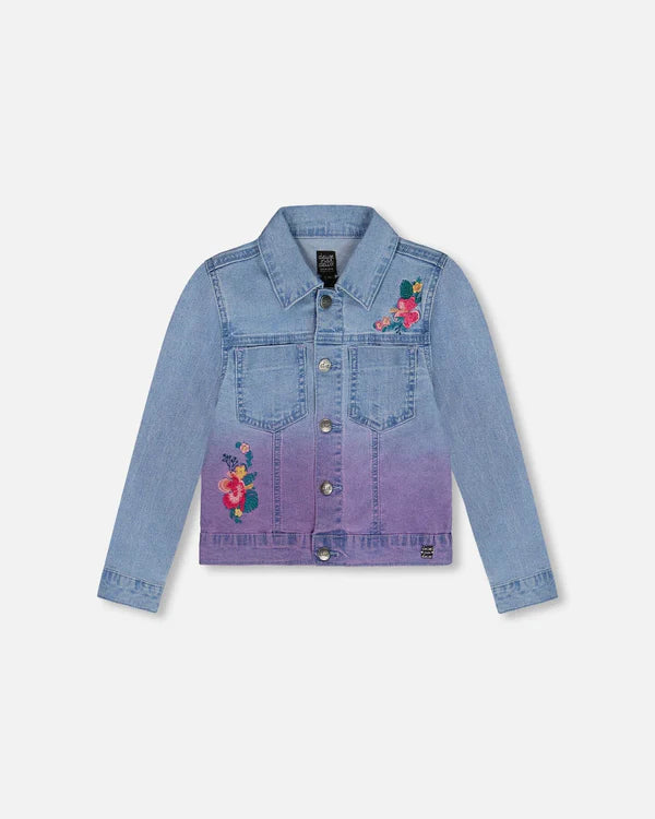 Light Blue Embroidered Denim Jacked