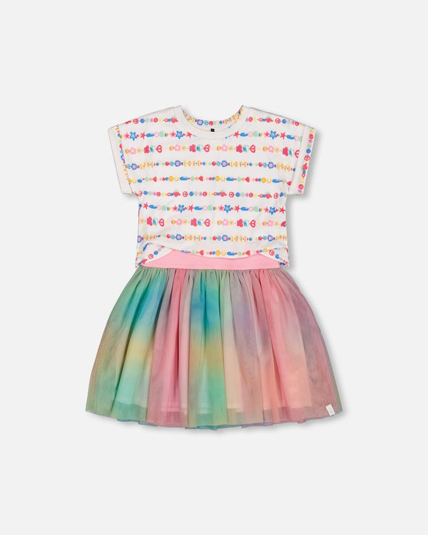 Multicolored Mesh Skirt Dress