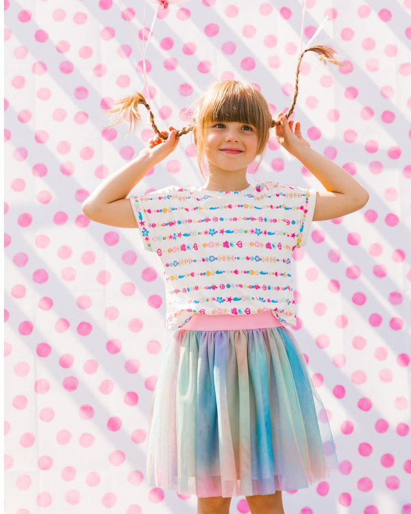 Multicolored Mesh Skirt Dress