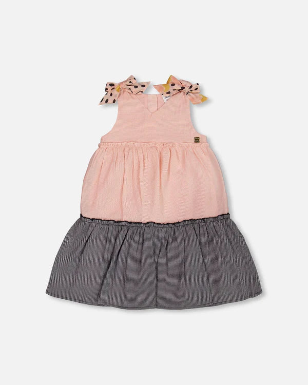 Pink and Black Bows Shoulder Dress