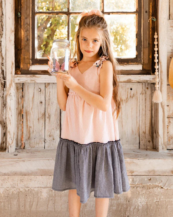Pink and Black Bows Shoulder Dress