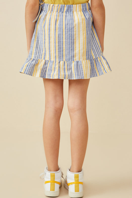 Blue Yellow Stripe Ruffle Skirt