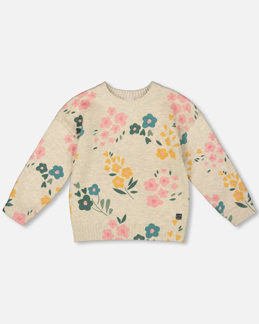 Printed Sweater with Velour Legging Set