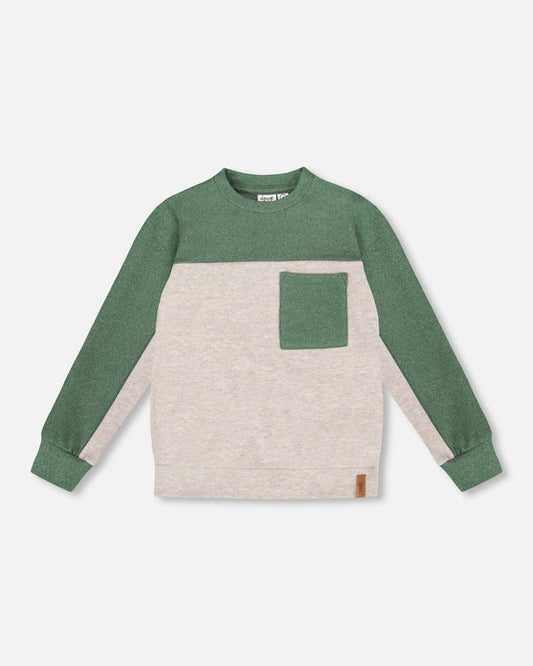 Color Block Jersey Top Heather Beige