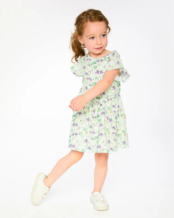 Purple Floral and Clover Jersey Dress