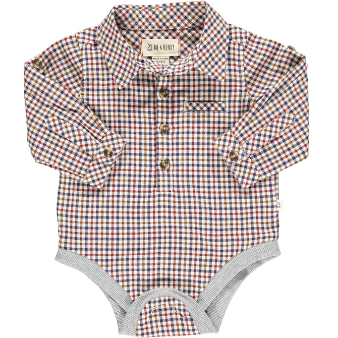 Navy Cream Wine Plaid Jasper Onesie