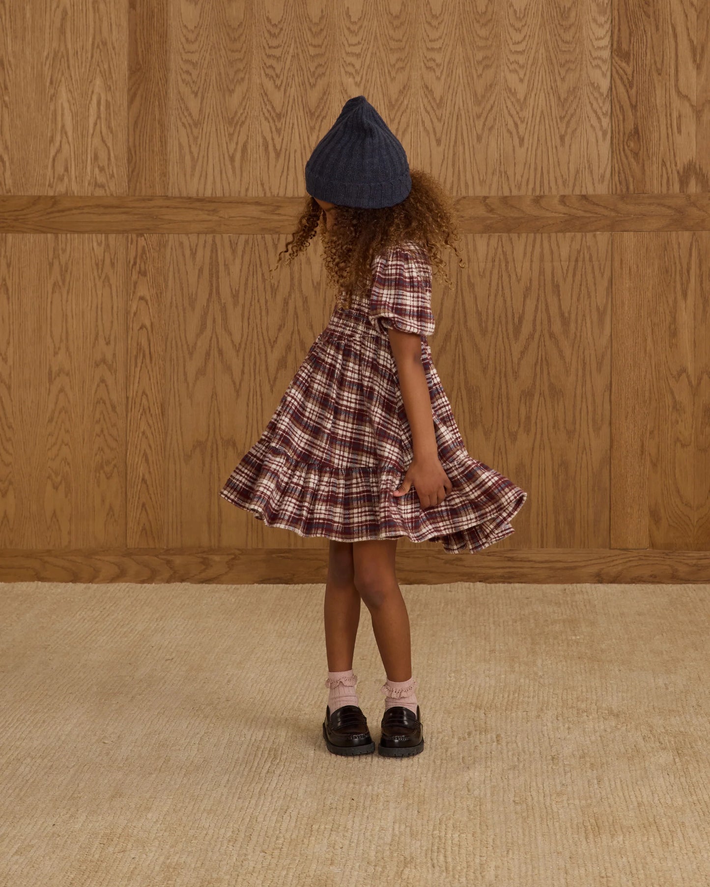 India Dress Burgundy Plaid