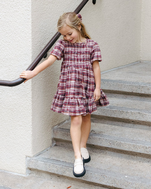 India Dress Burgundy Plaid