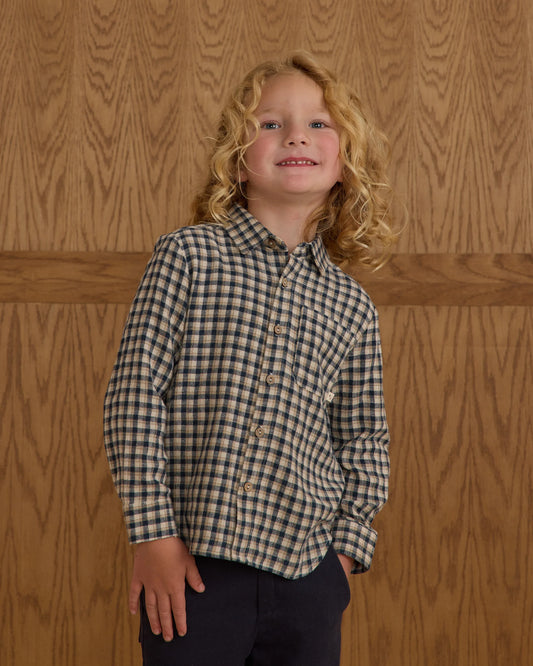 Collared LS Shirt Navy Check